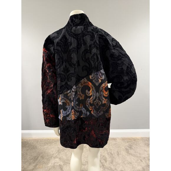 Harubella By Exotic Abstract Tapestry Open Jacket in Fall Colors Size 1X - Picture 9 of 9